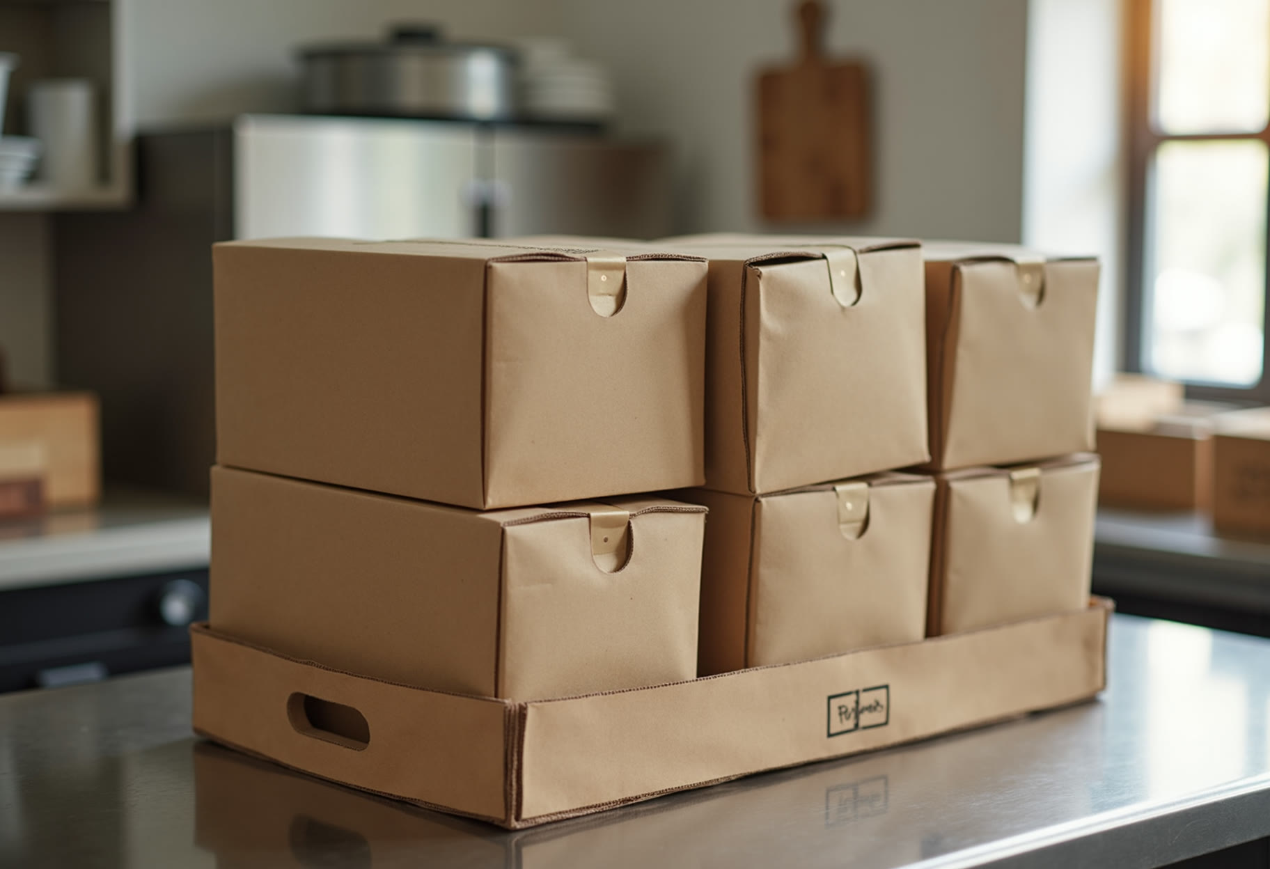 Boxed lunches packed for a weekly office order downtown
